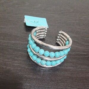 Chic Silver and Turquoise Beaded Bracelet